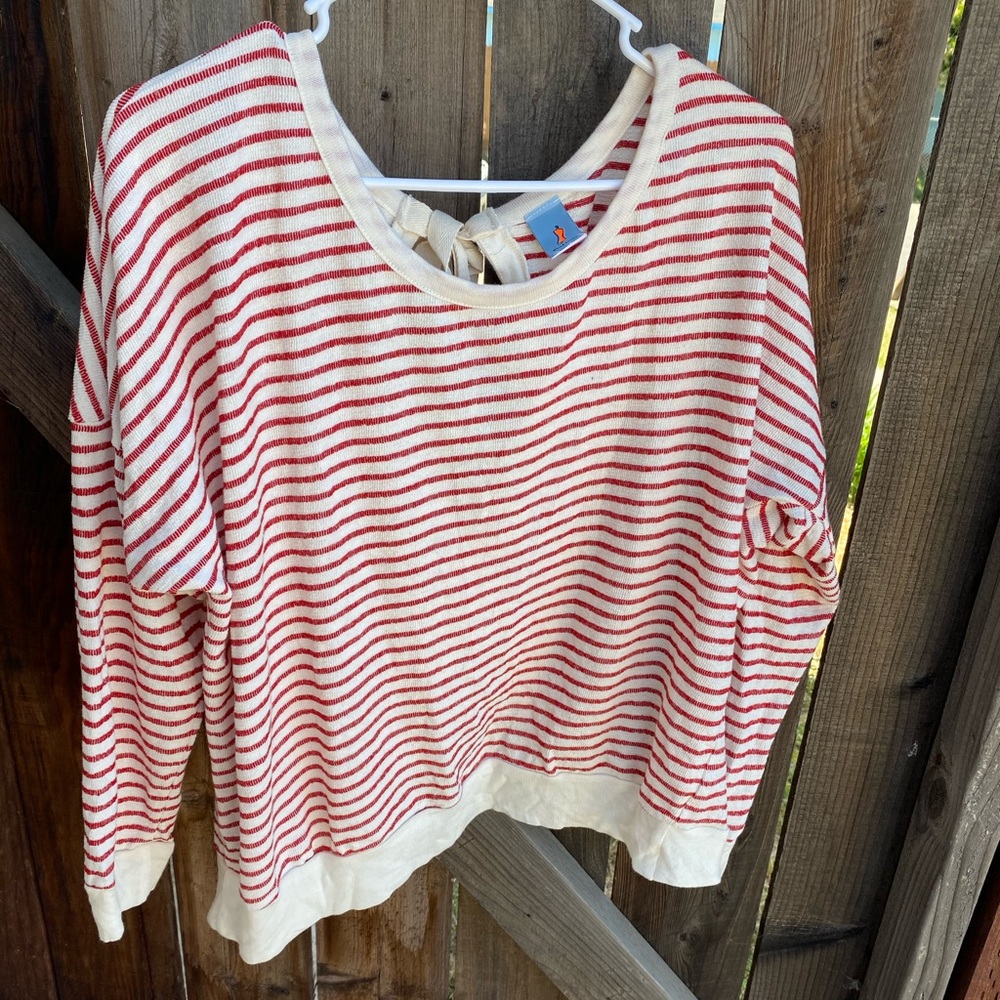 tie back striped sweater